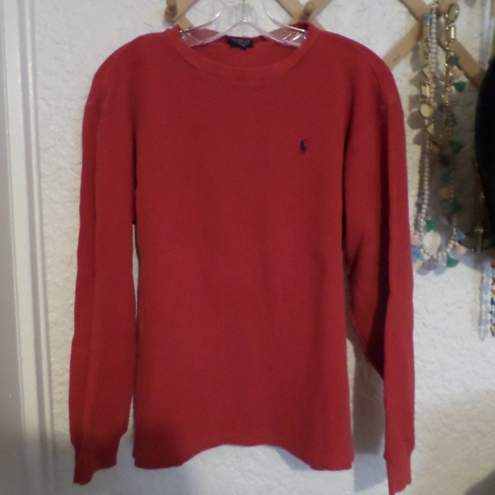 Men's Polo Ralph Lauren Waffle Knit Cotton Long Sleeve Tee Sz L